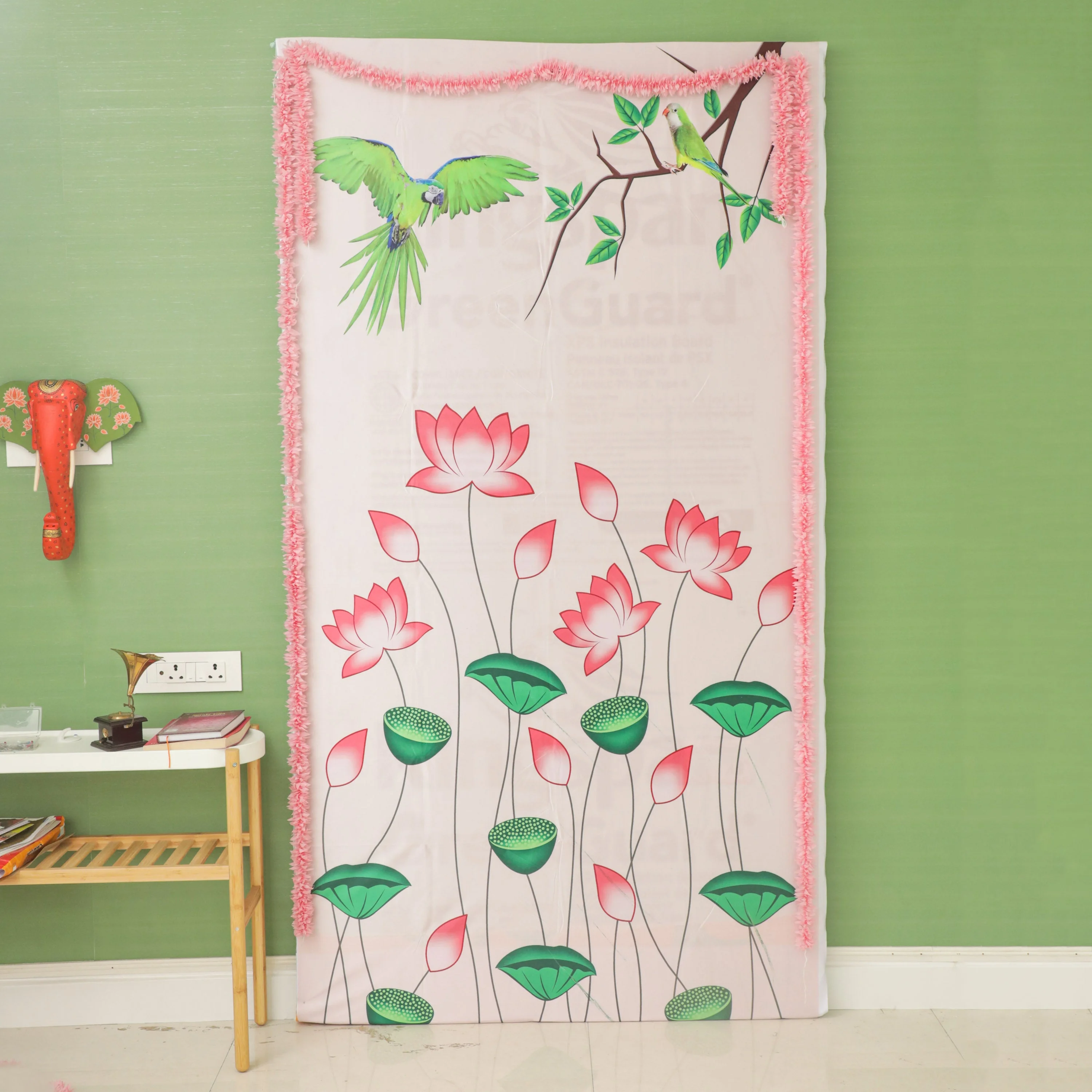 Pichwai Lotus & Parrot Backdrop Cloth