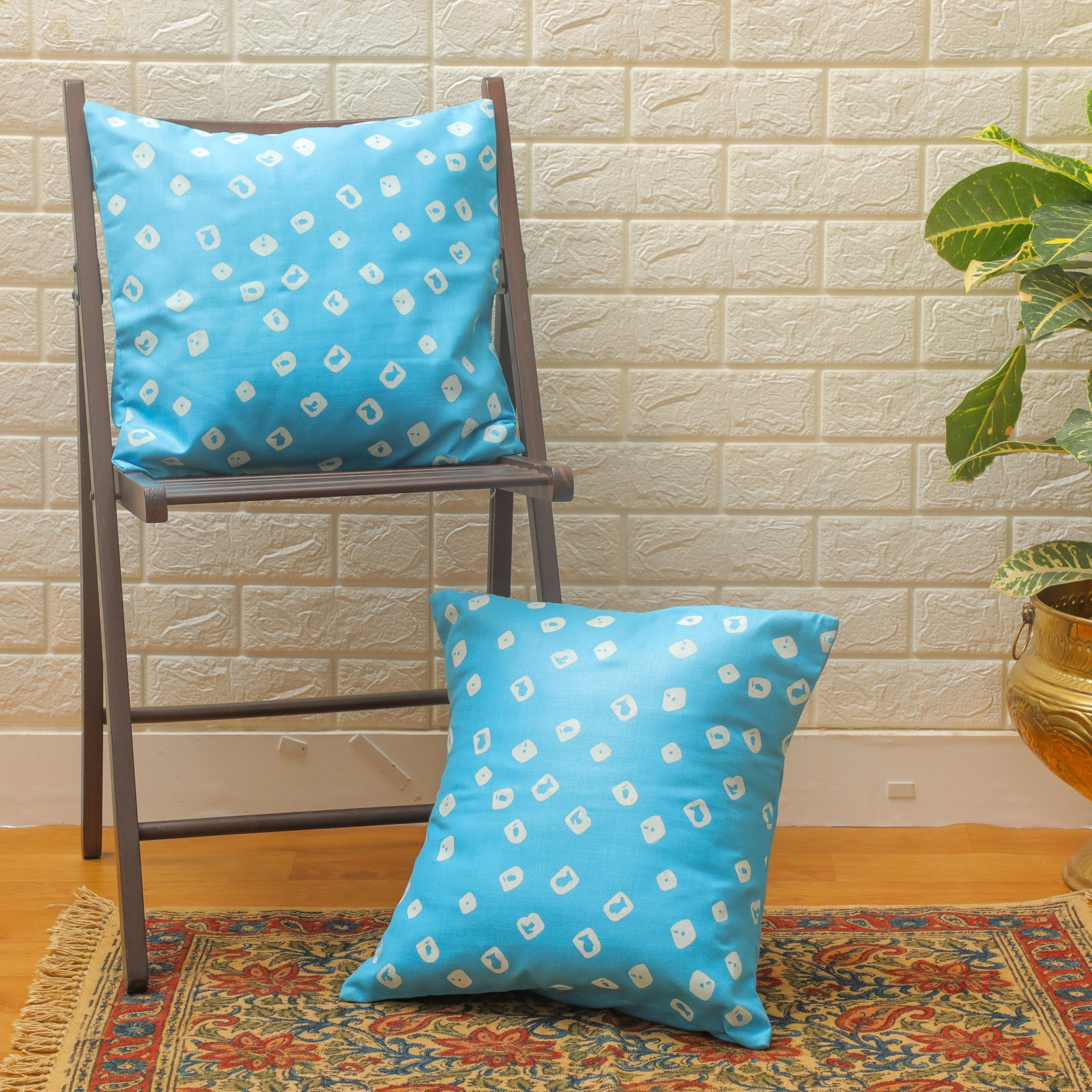 Blue Printed Cushion Cover