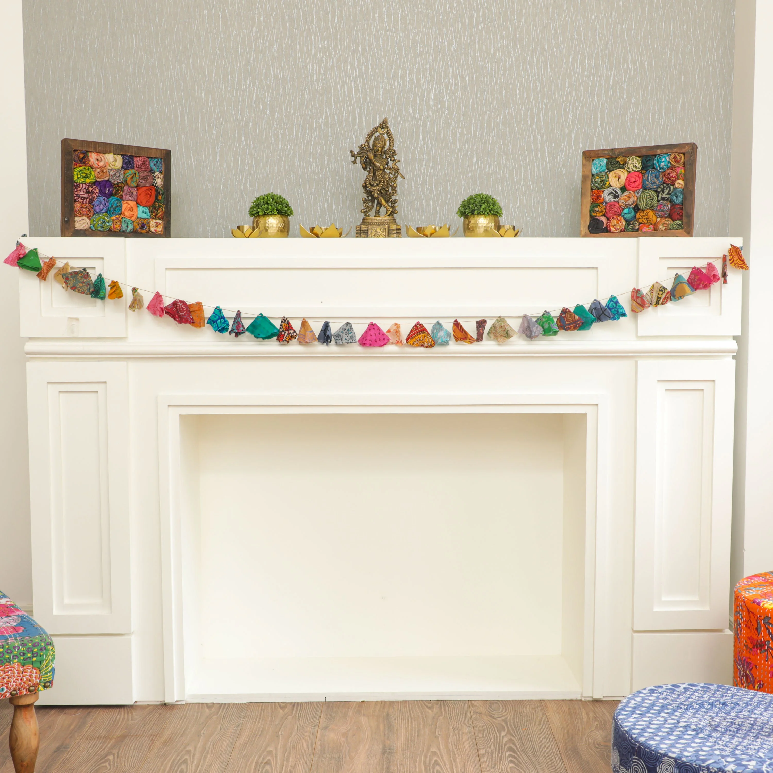 Vintage Sari Fireplace Bunting