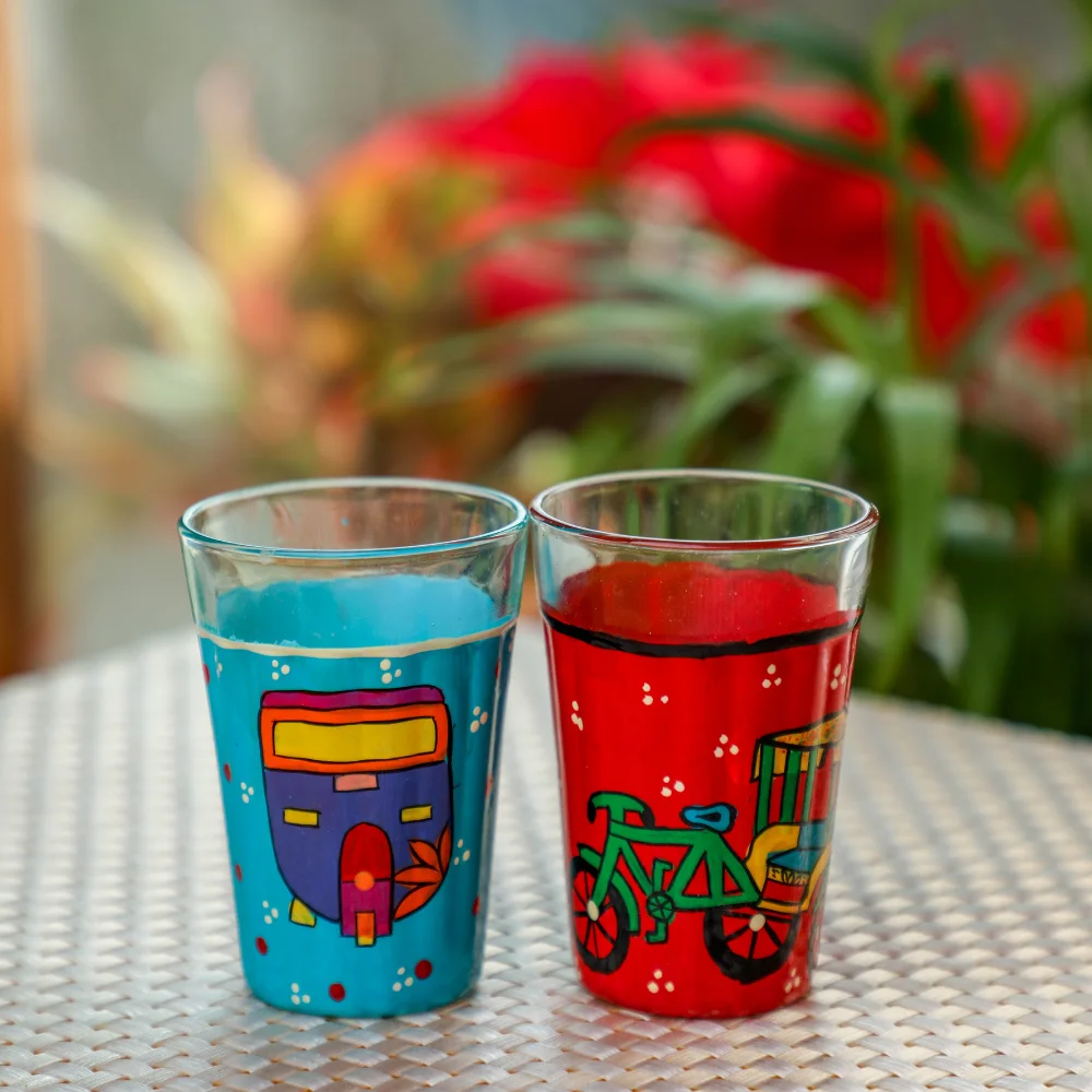 Hand Painted Chai Glass (Auto, Rickshaw)