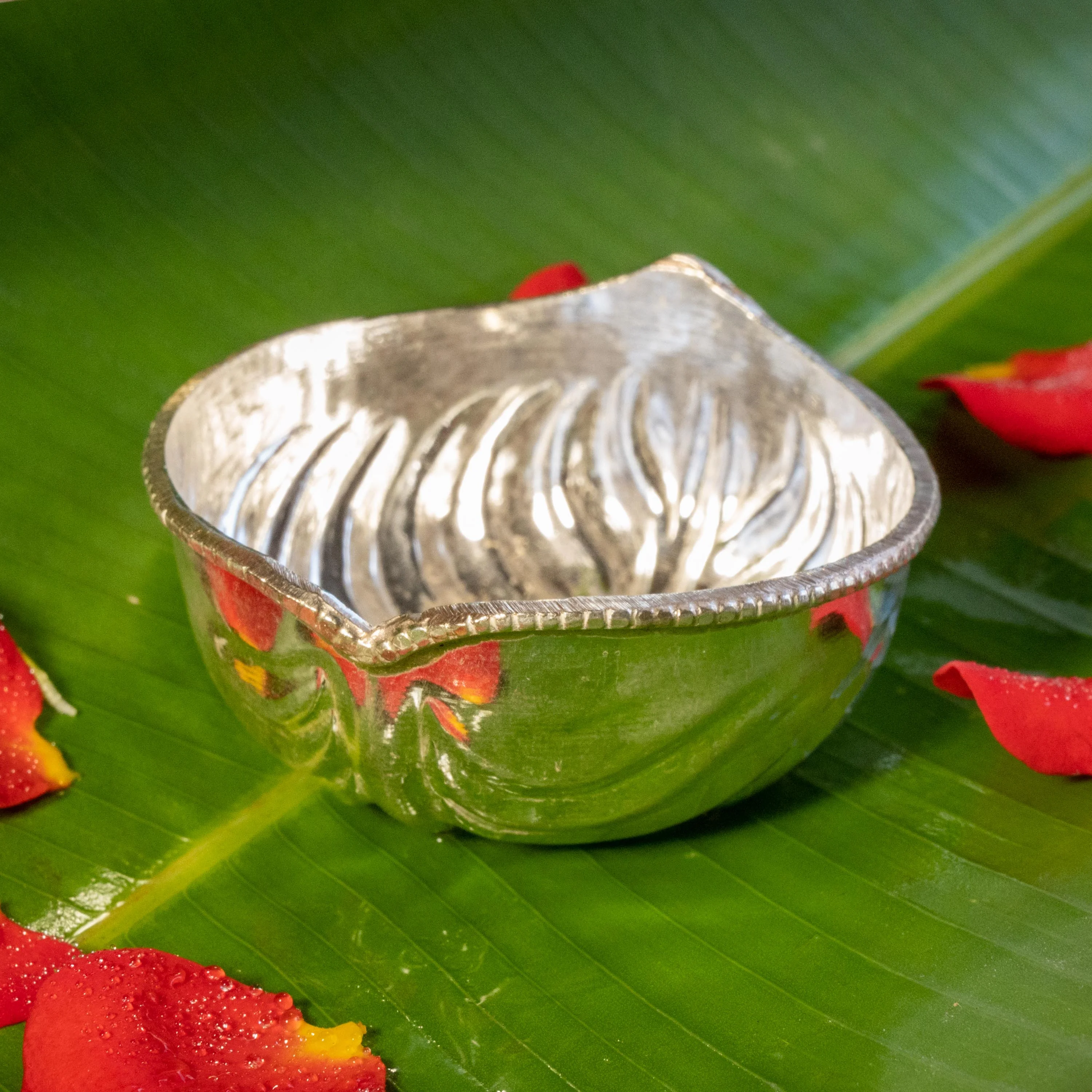 Leaf-Shaped Silver Bowl