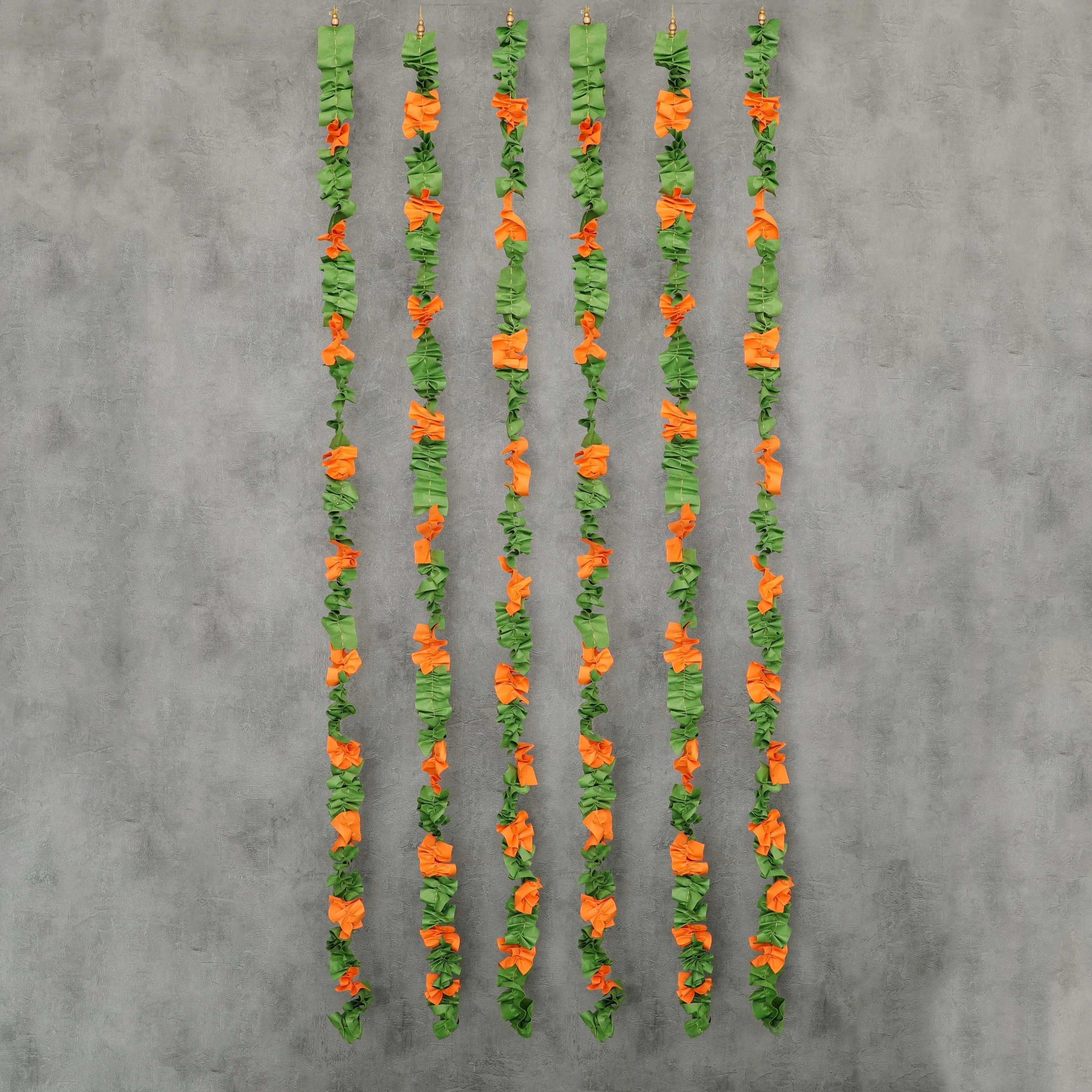 Green Orange Handmade Paper Garland