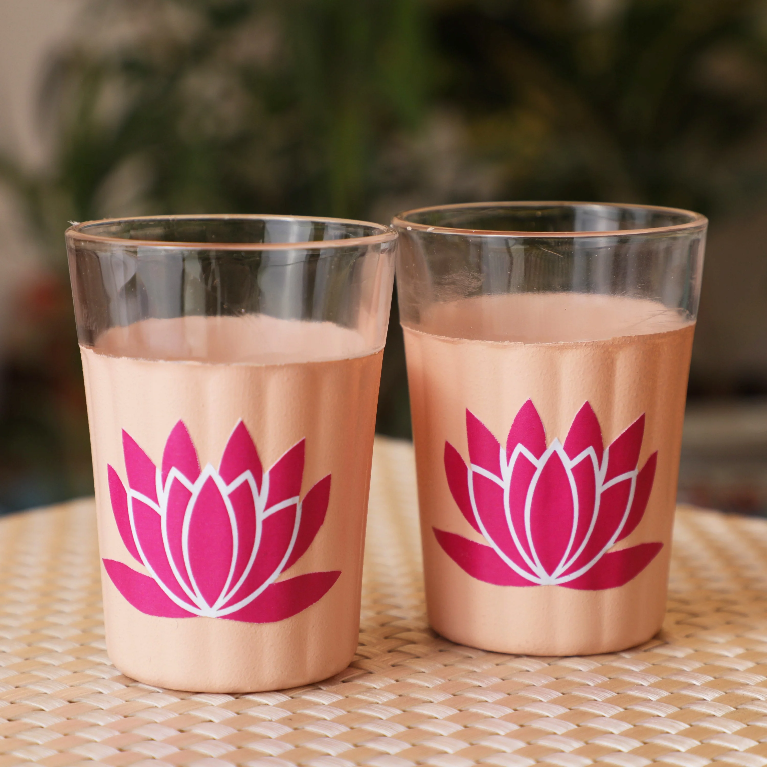 Hand Painted Lotus Chai Glass