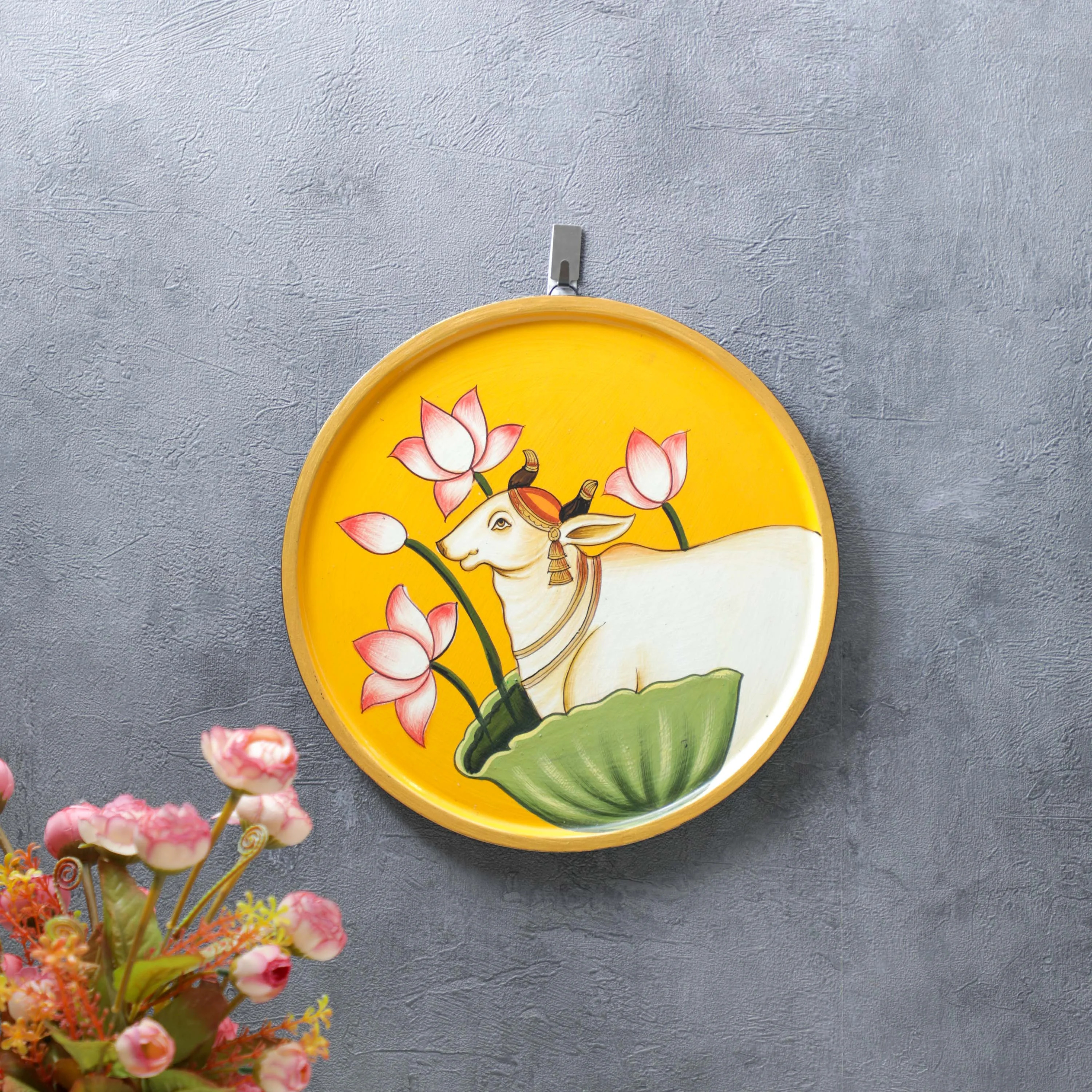 Yellow Cow Pichwai Wall Plate