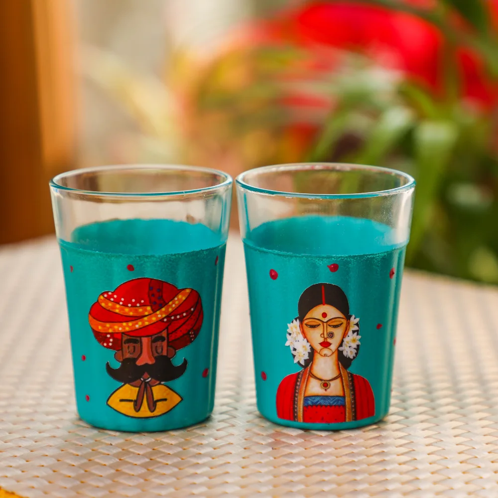 Hand Painted Chai Glass (Boy, Girl)