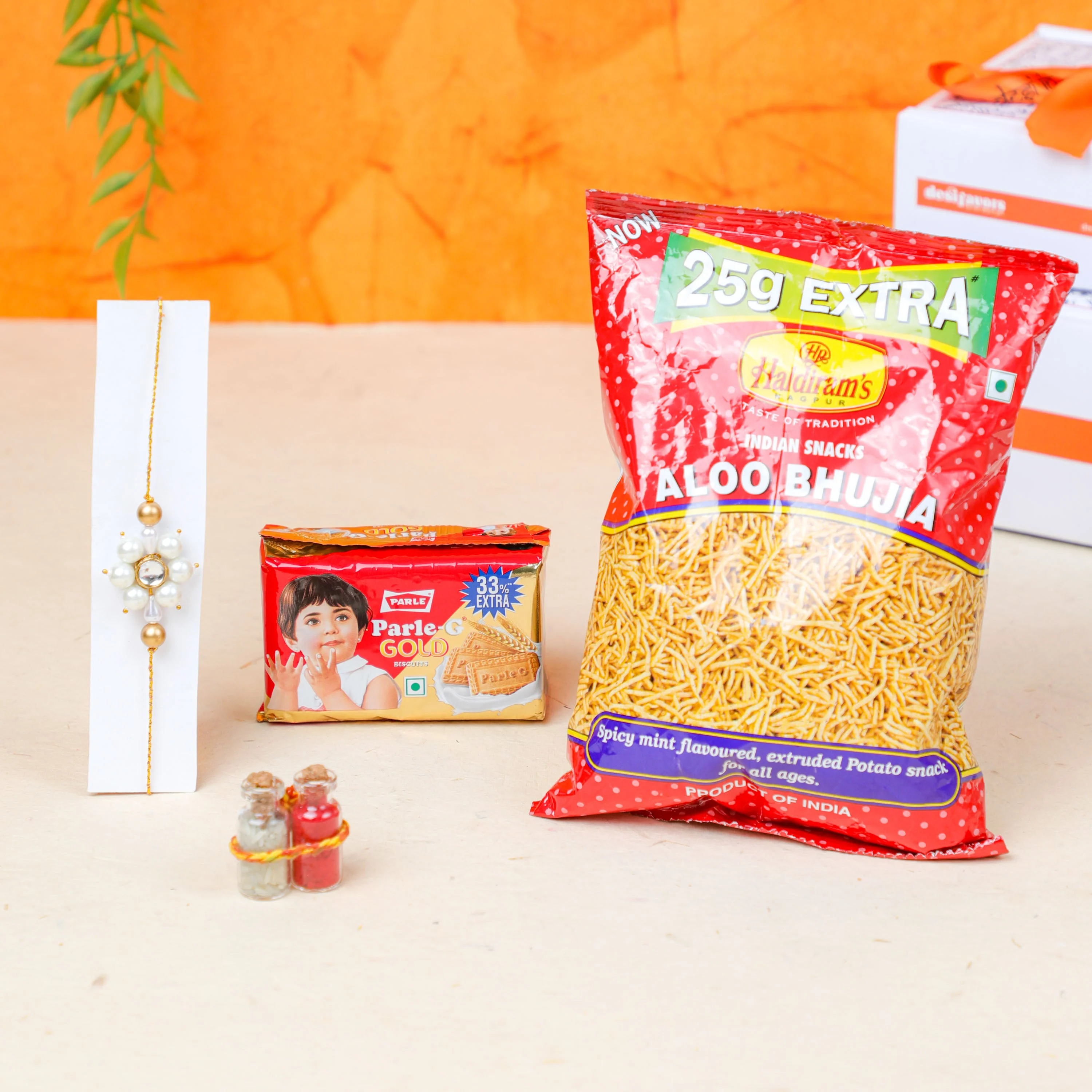 Rakhi Gift Hamper with Parle- G & Bhujia