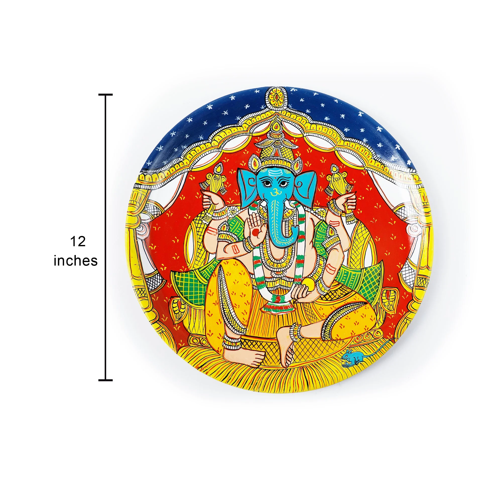 Material: This vibrant cheriyal wall plate &nbsp;is hand-painted using natural colours on a canvas, stretched over a plate&nbsp;