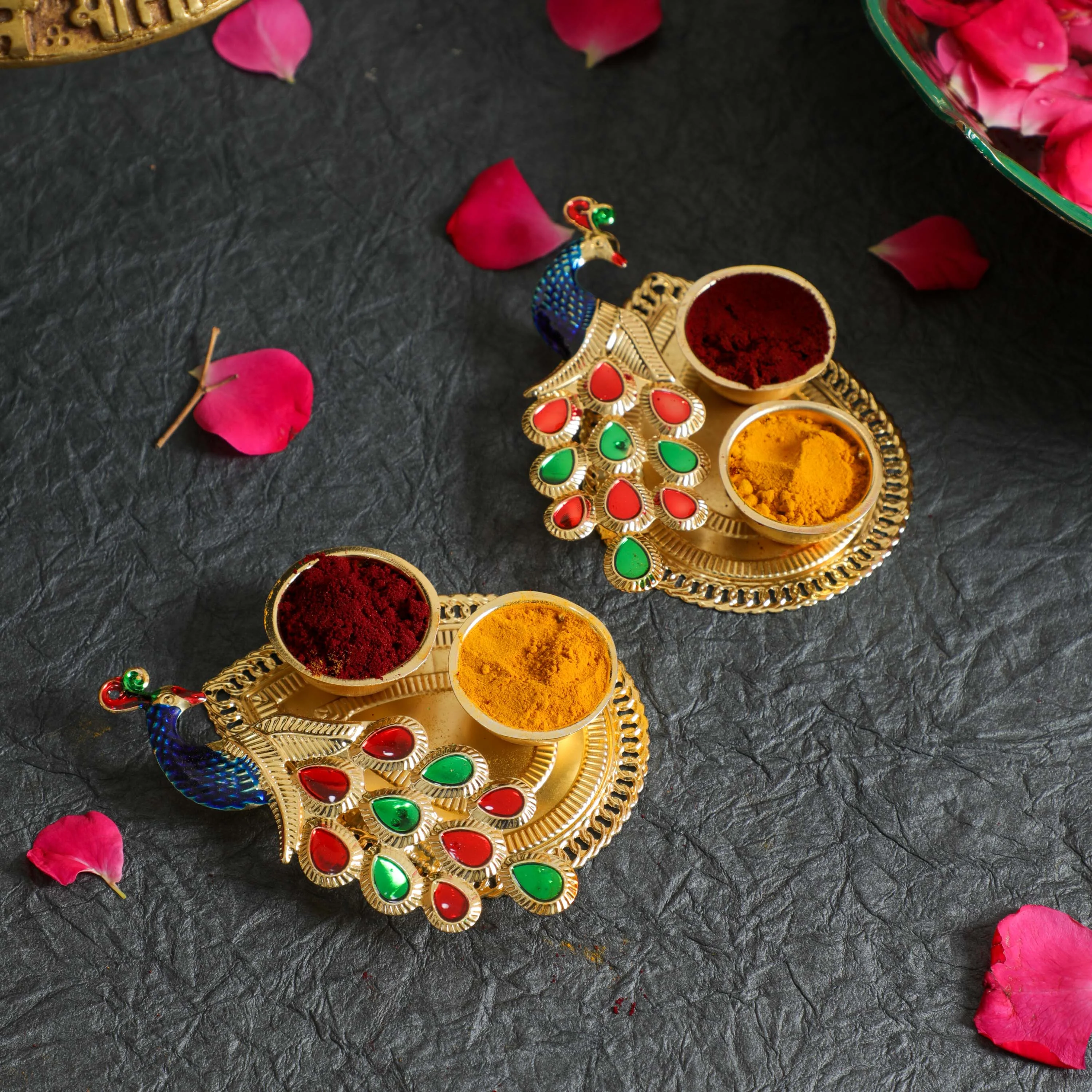 Peacock Haldi and Kumkum Holder