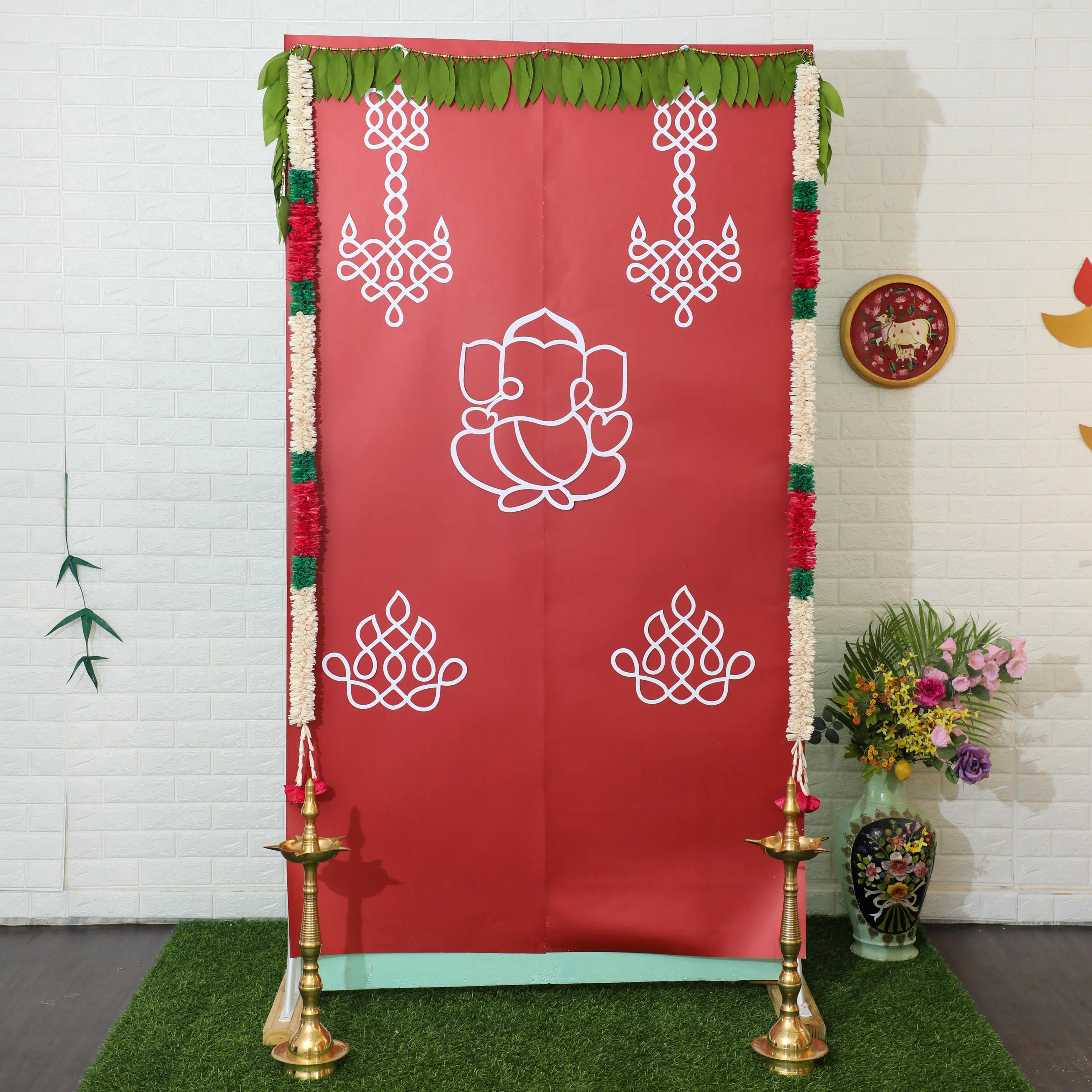 Ganesh and Hanging Deepam Backdrop Kit