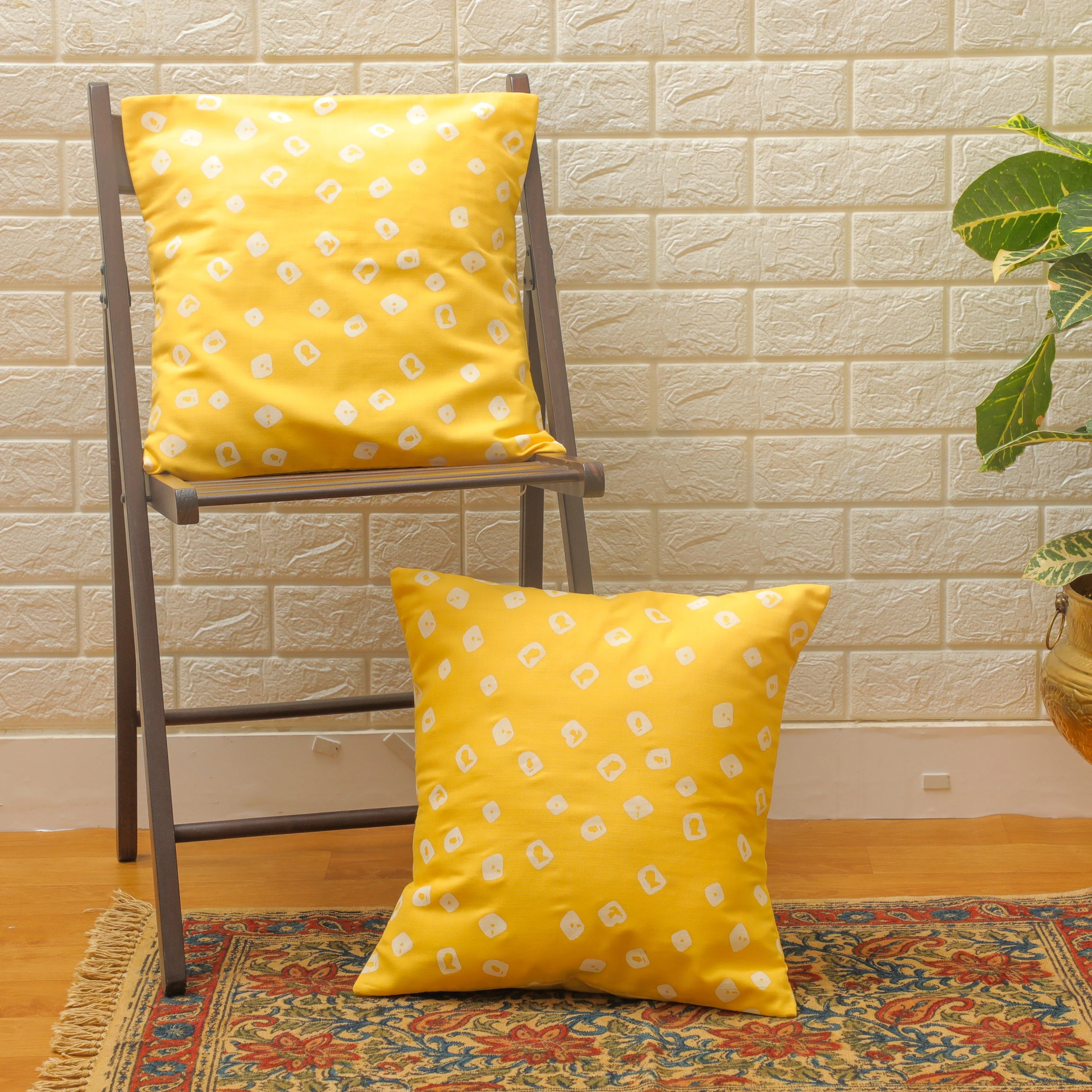 Yellow Printed Cushion Cover