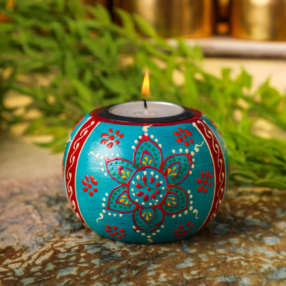 Tealight Holder - Teal Henna