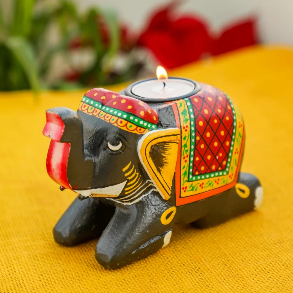 Elephant Tealight Holder - Black