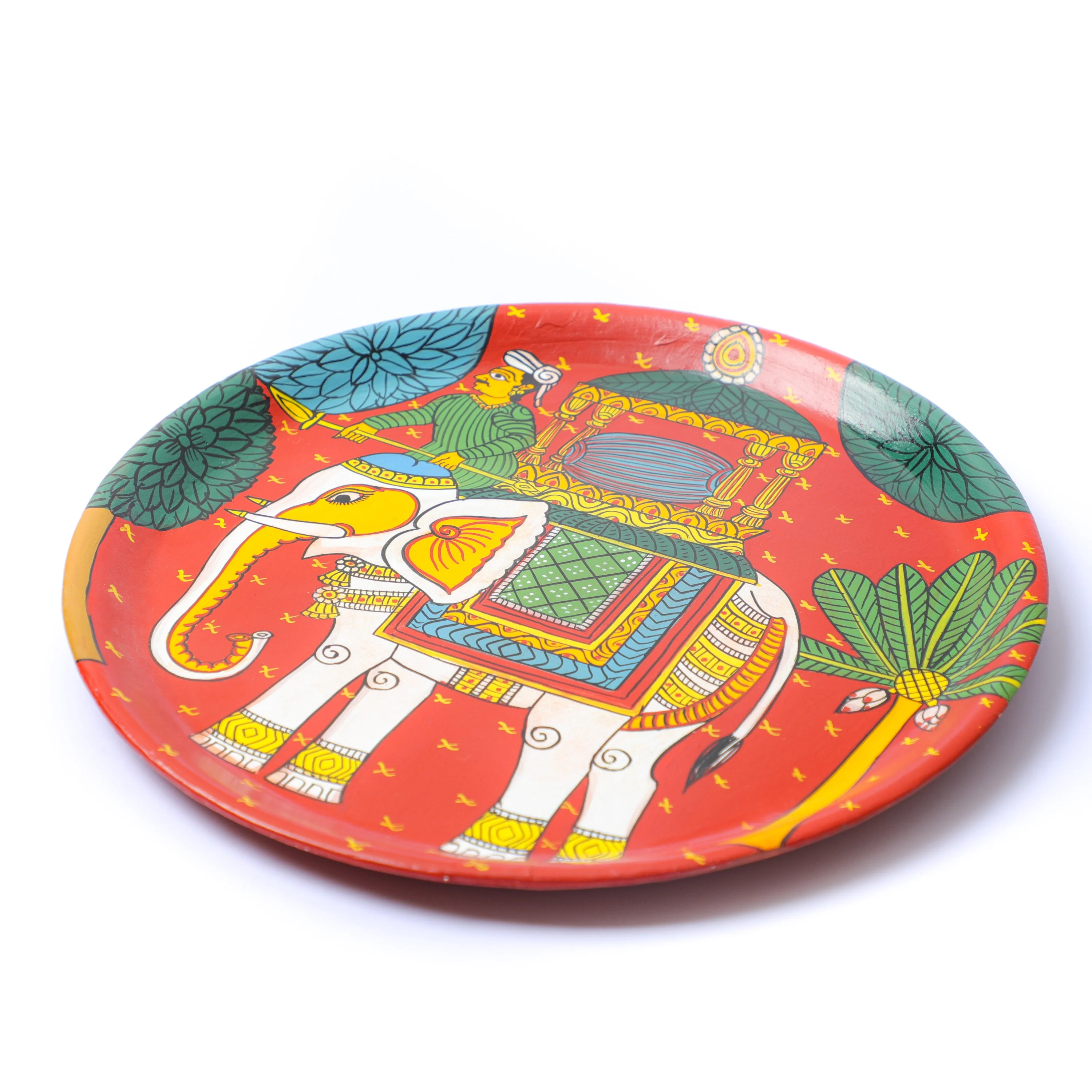 Material: This vibrant cheriyal wall plate &nbsp;is hand-painted using natural colours on a canvas, stretched over a plate