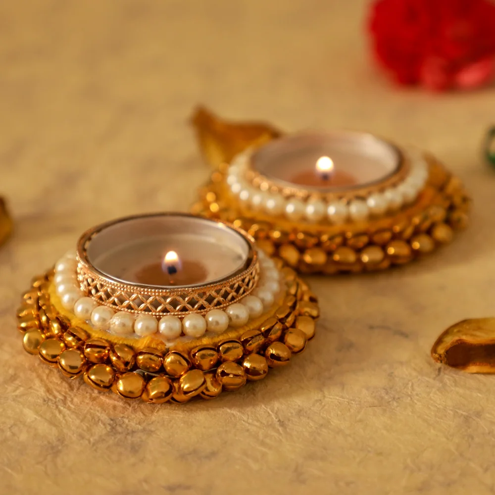 Metal Diya with Bells