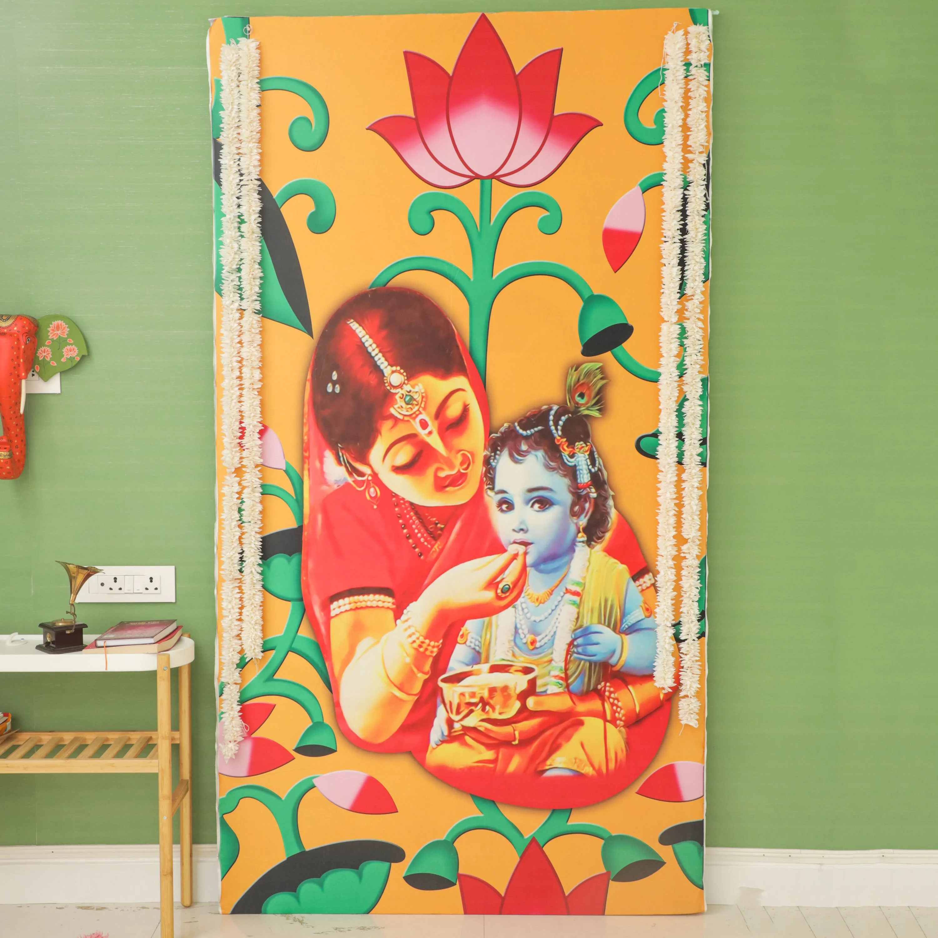 Yashoda & Krishna Backdrop Cloth