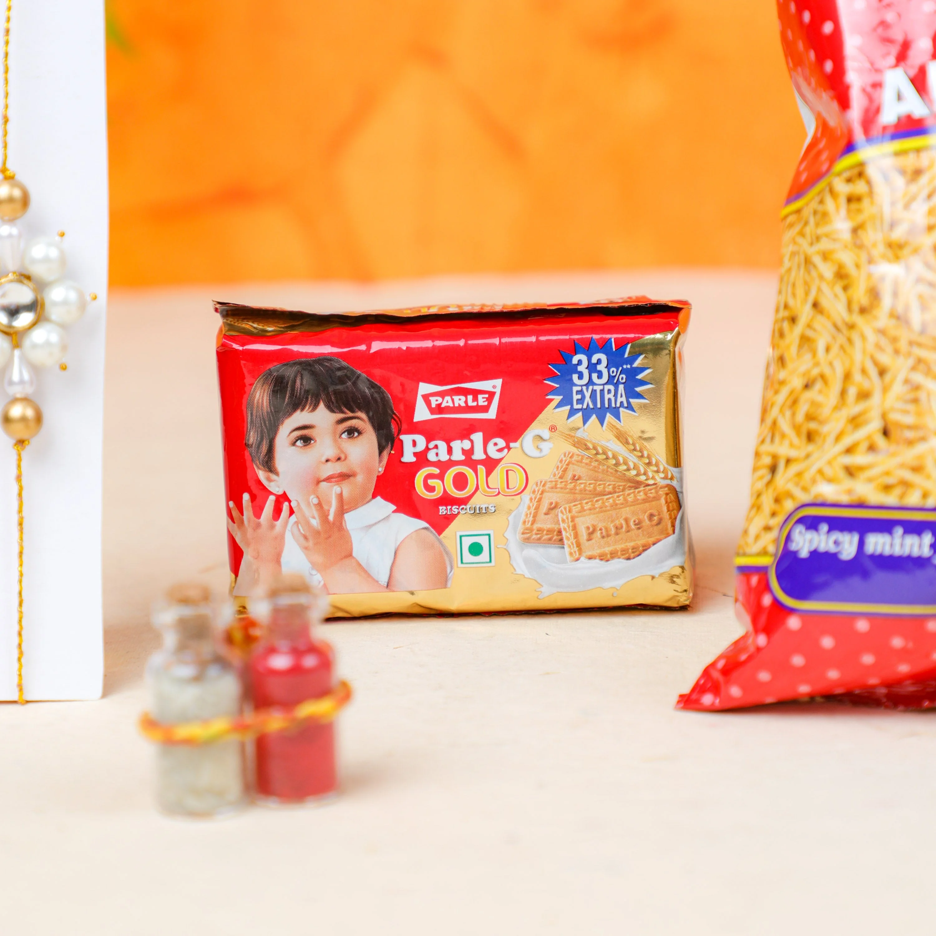 &bull; Parle G &bull; Haldiram&#39;s Bhujia &bull;Roli Chawal &bull; Message Rolls &bull; Rakhi