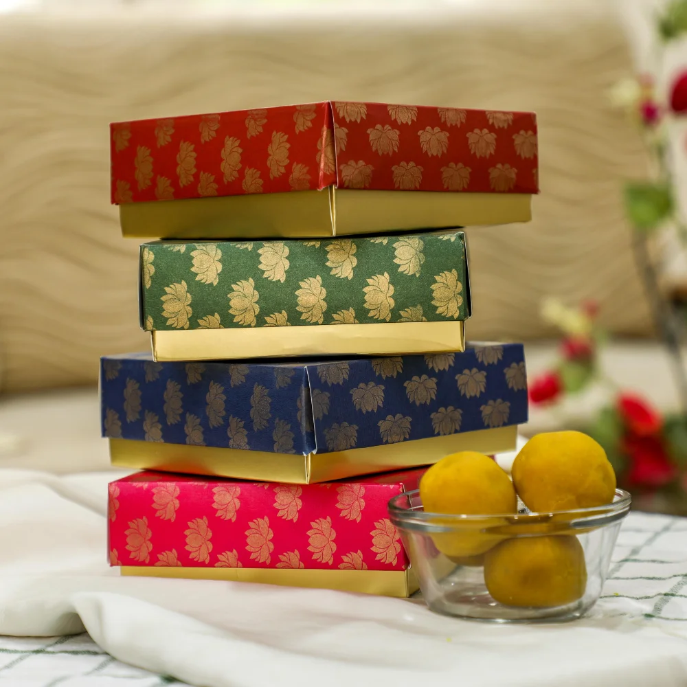 Lotus Printed Colorful Sweet Boxes