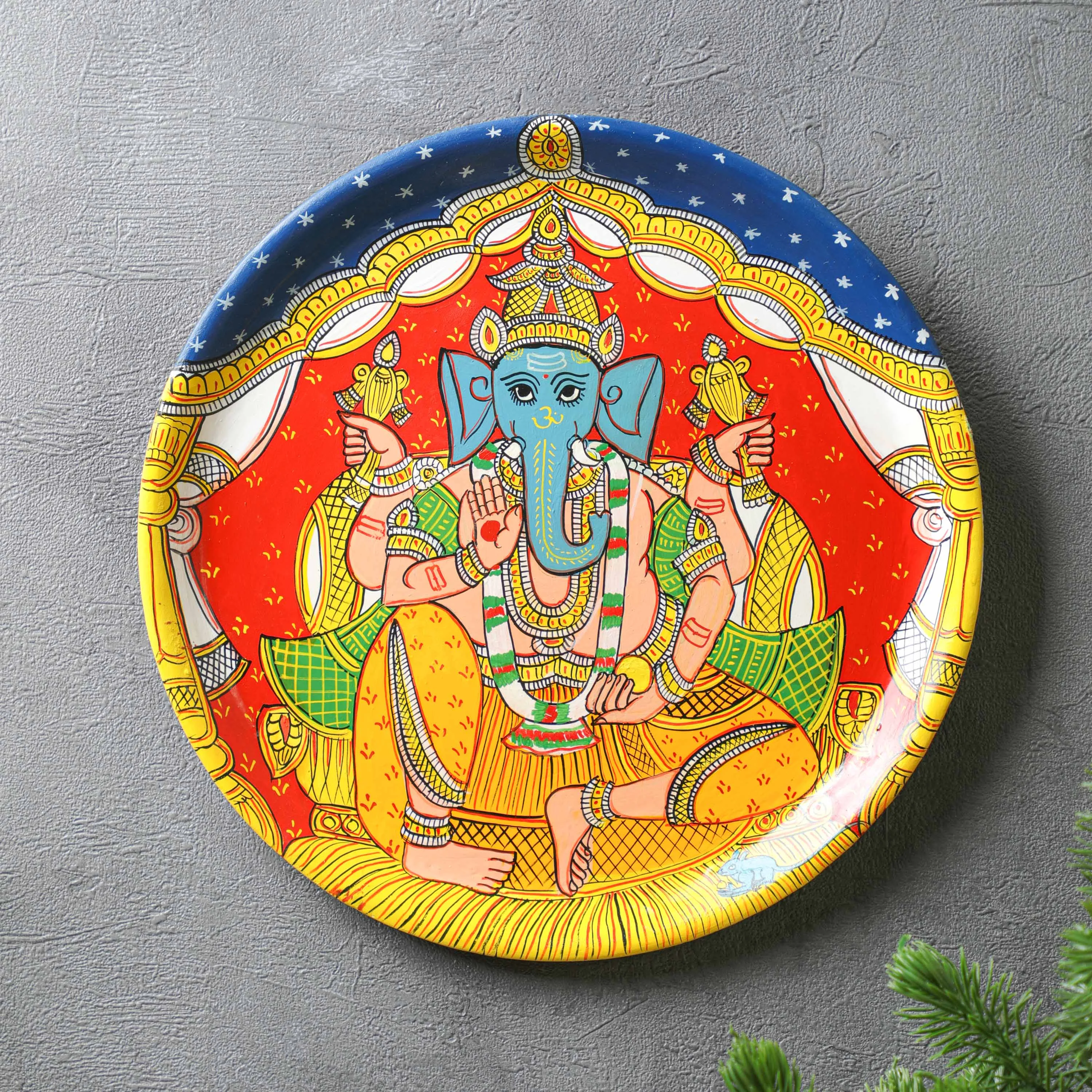 Lord Ganesha Cheriyal Wall Plate - 12"